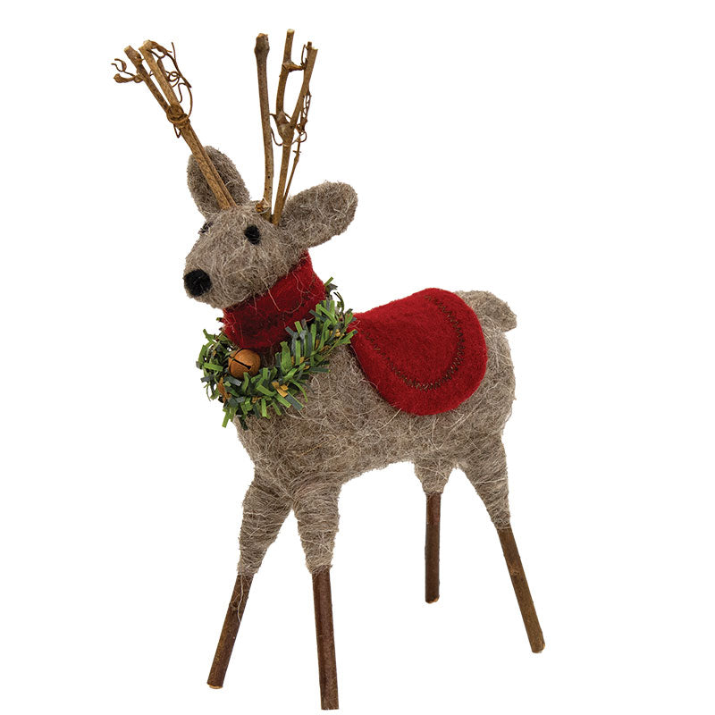 Lg. Felted Standing Reindeer Ornament