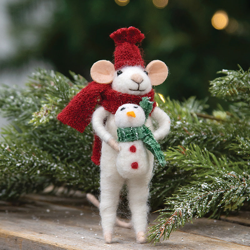 Christmas Snowman & Baby Felted Ornament