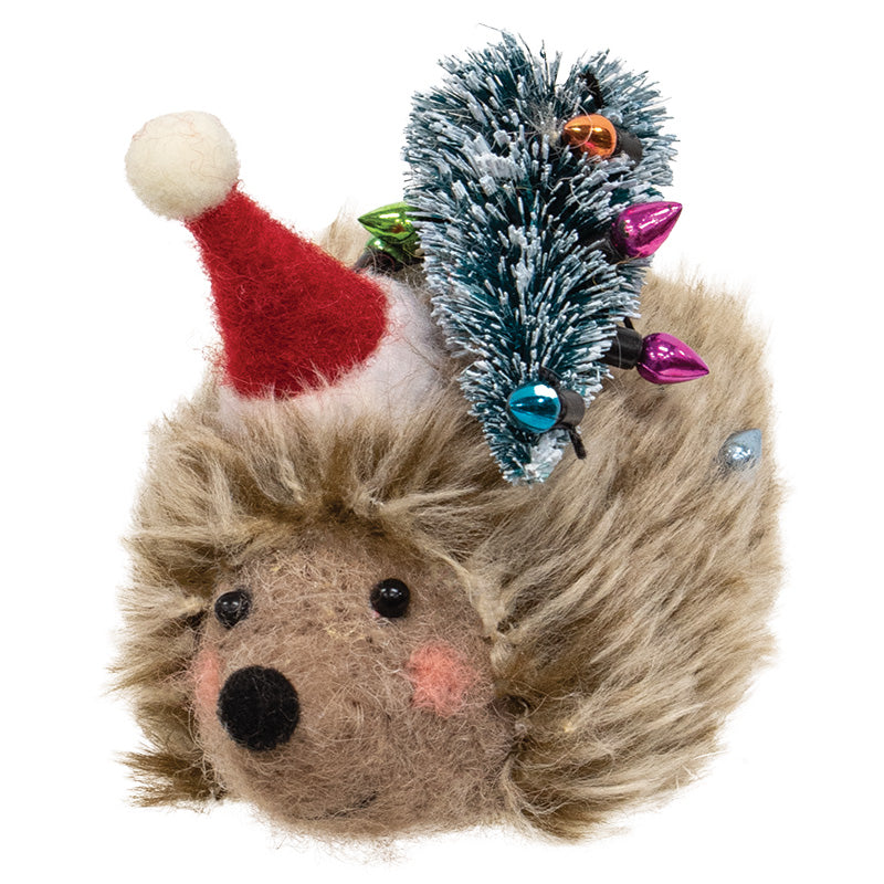 HEDGEHOG WITH LIGHTS AND TREE FELTED ORNAMENT