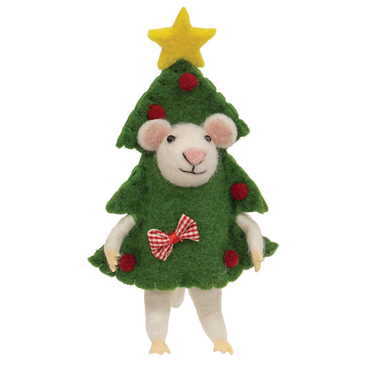 MOUSE IN TREE FELTED ORNAMENT