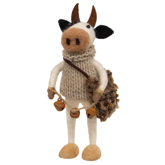 COW WITH BELLS FELTED ORNAMENT