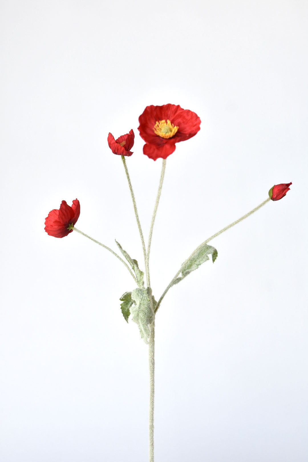 24" Faux Red Poppy Stem (Online exclusive)