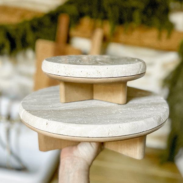 Stone Top Wood Round Decorative Risers, Set of Two (Online Exclusive)
