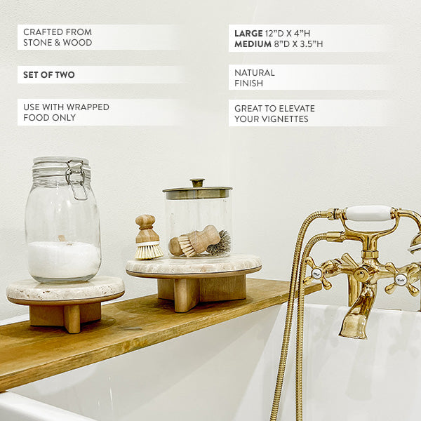 Stone Top Wood Round Decorative Risers, Set of Two (Online Exclusive)