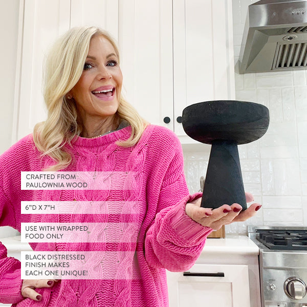 Modern Black Elevated Paulownia Wood Bowl Riser (Online Exclusive)