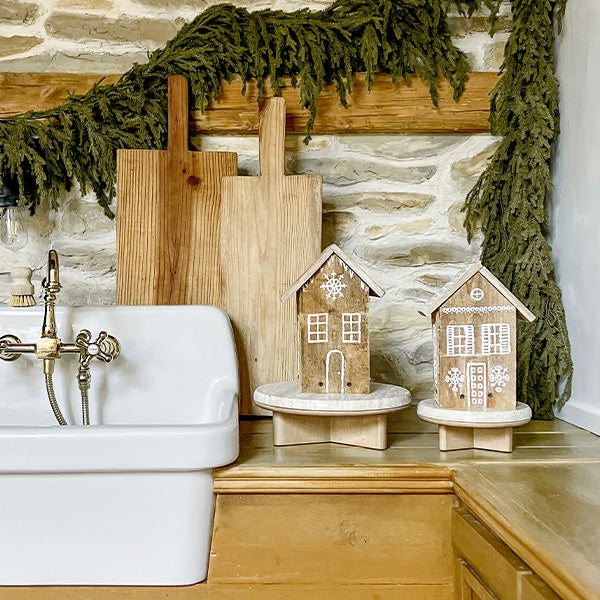 Stone Top Wood Round Decorative Risers, Set of Two (Online Exclusive)