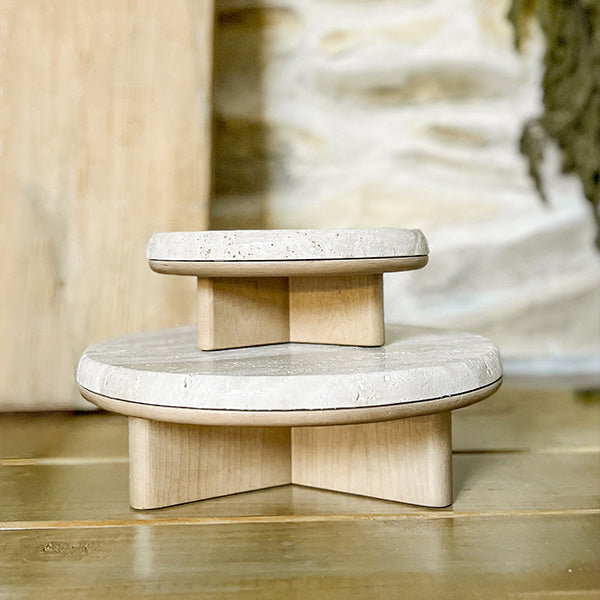 Stone Top Wood Round Decorative Risers, Set of Two (Online Exclusive)