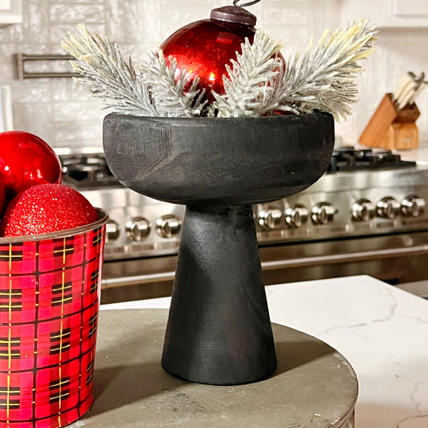 Modern Black Elevated Paulownia Wood Bowl Riser (Online Exclusive)