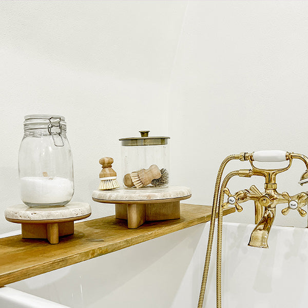 Stone Top Wood Round Decorative Risers, Set of Two (Online Exclusive)