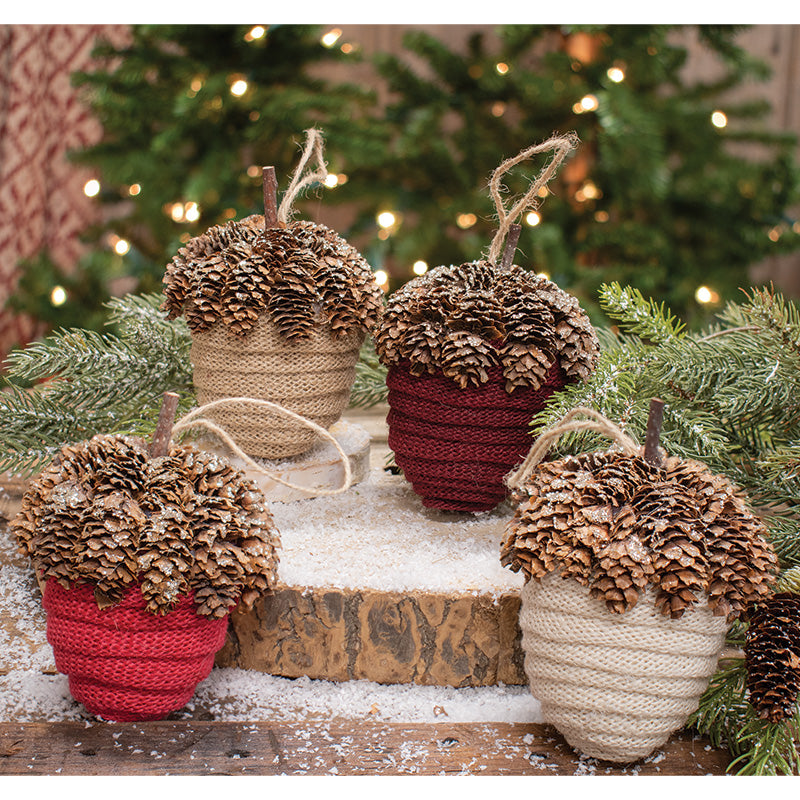 Tan Acorn Glittered Ornament