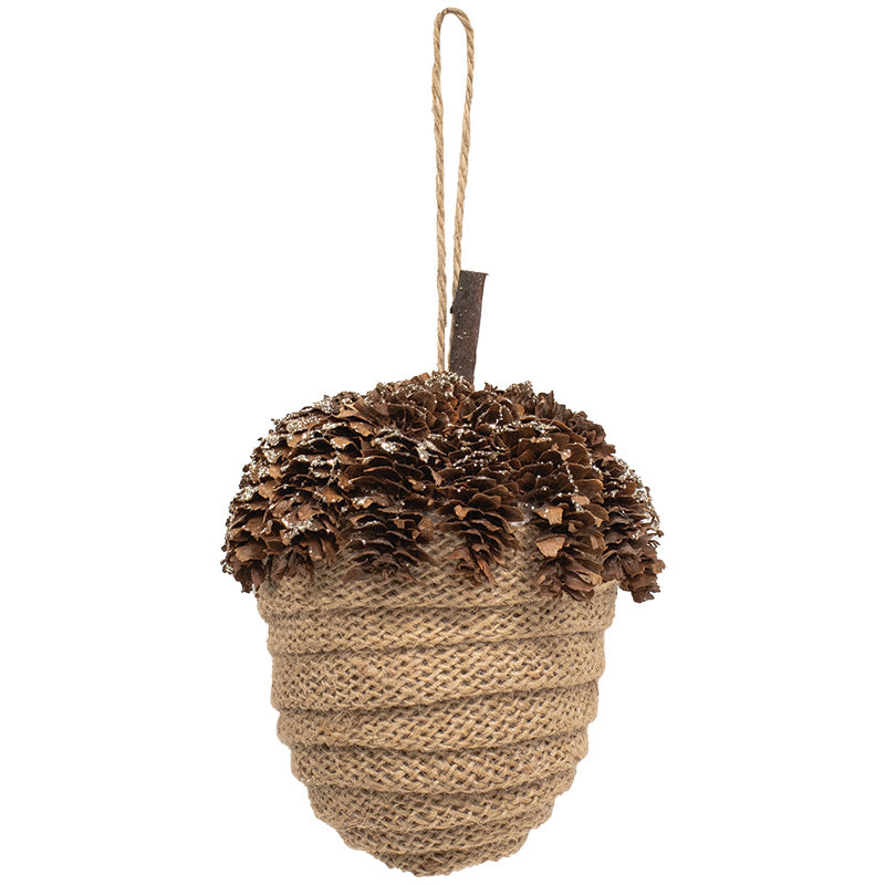 Tan Acorn Glittered Ornament