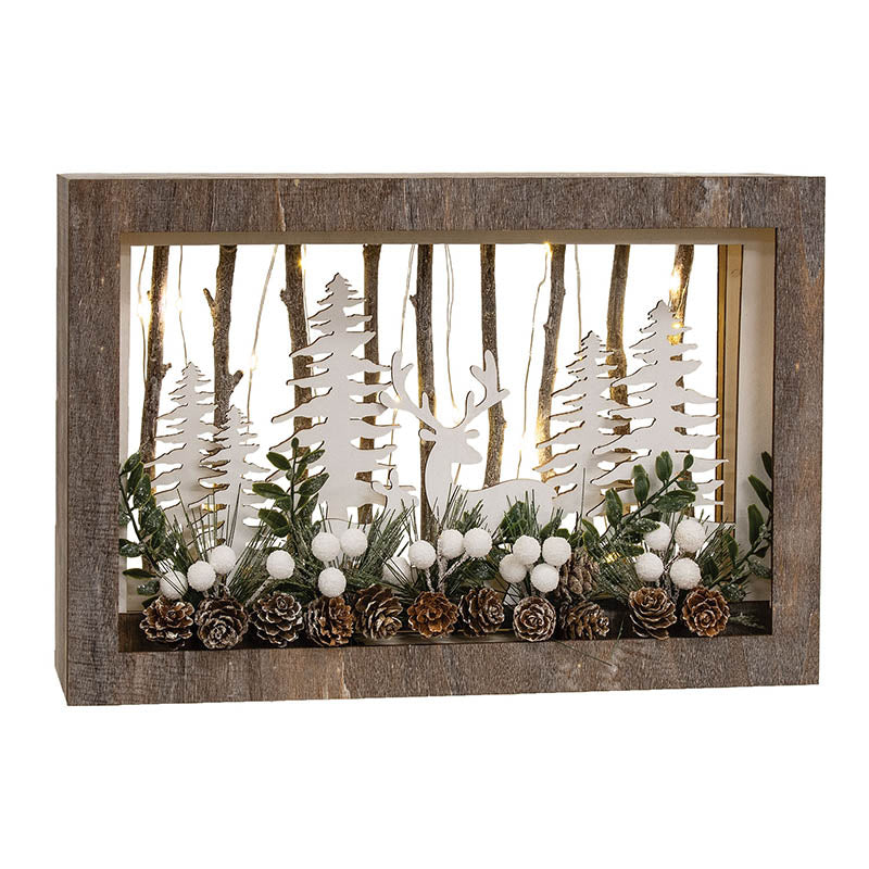 Winter Deer Scene LED Box