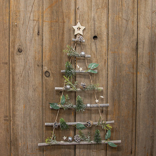 TWIG CHRISTMAS TREE WALL HANGER W/SILVER BALL