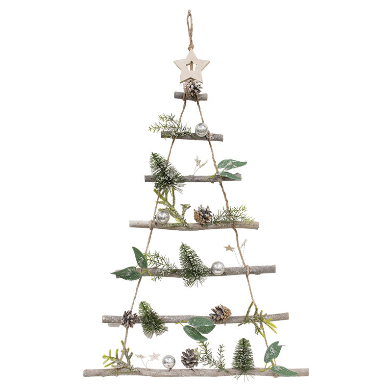 TWIG CHRISTMAS TREE WALL HANGER W/SILVER BALL