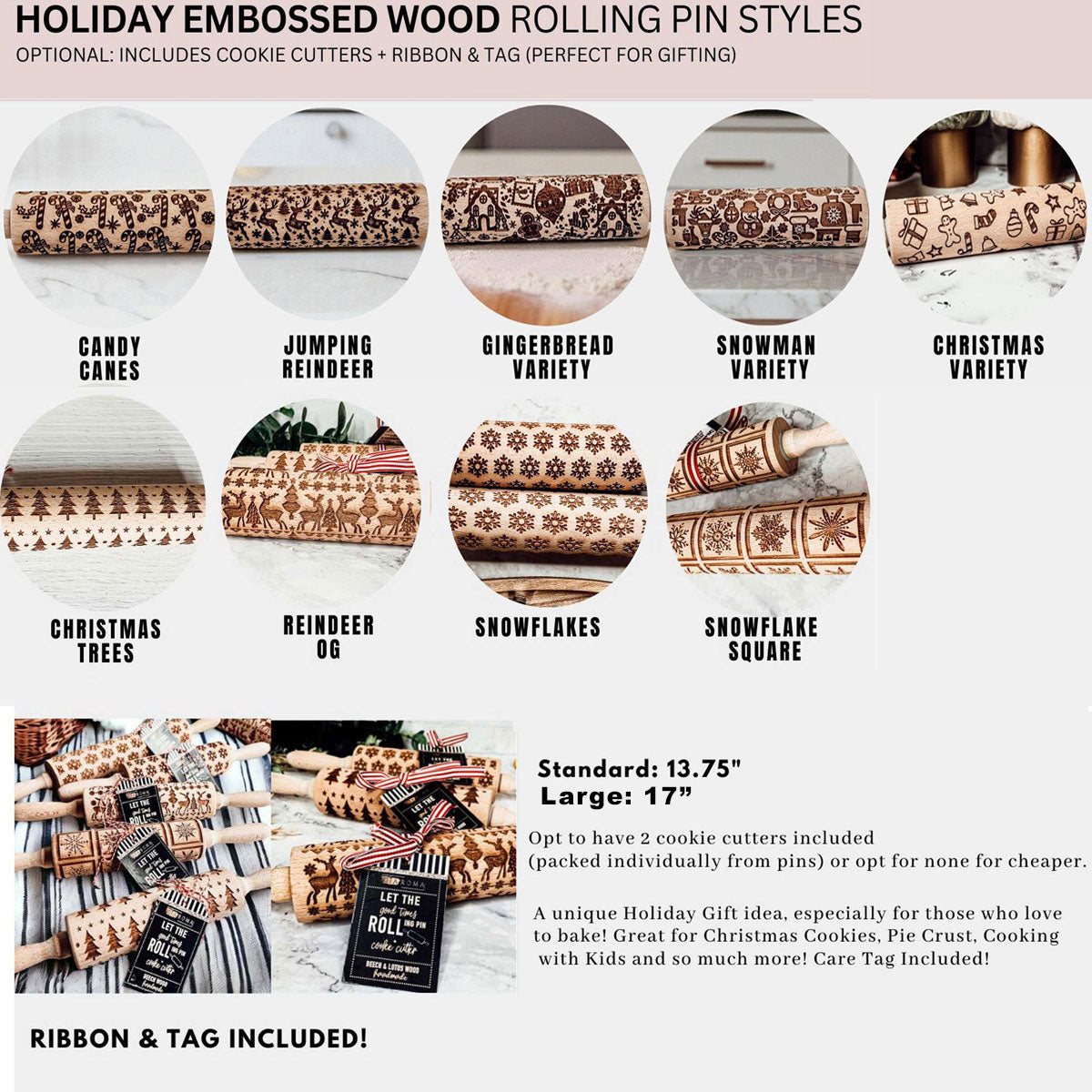 Christmas Rolling Pin Set | 10 Styles  (Online Exclusive)