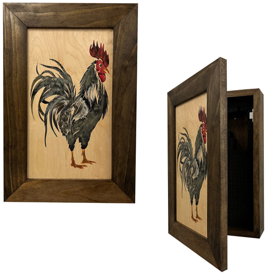 Hidden Gun Cabinet (Online Exclusive) Farmhouse Rooster Art Wall Decoration - Secure Gun Safe by Bellewood Designs