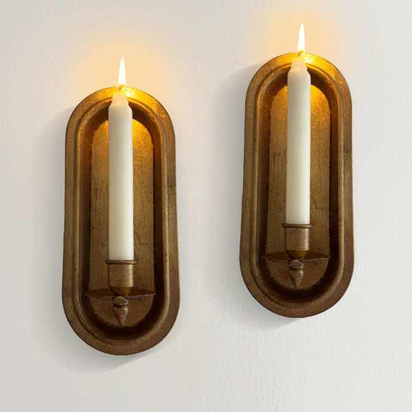 Antique Gold Taper Candle Holder Wall Sconce, Set of Two (Online Exclusive)