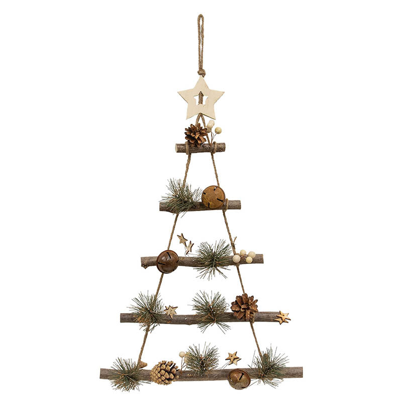 Wooden Ladder Tree with Rusty Bells