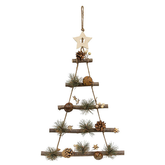 Wooden Ladder Tree with Rusty Bells