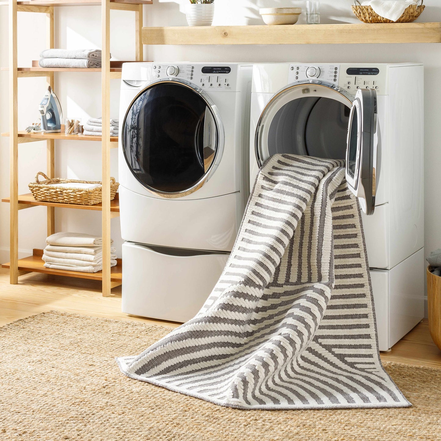 Deron Gray Rainbow Washable Rug  (online exclusive