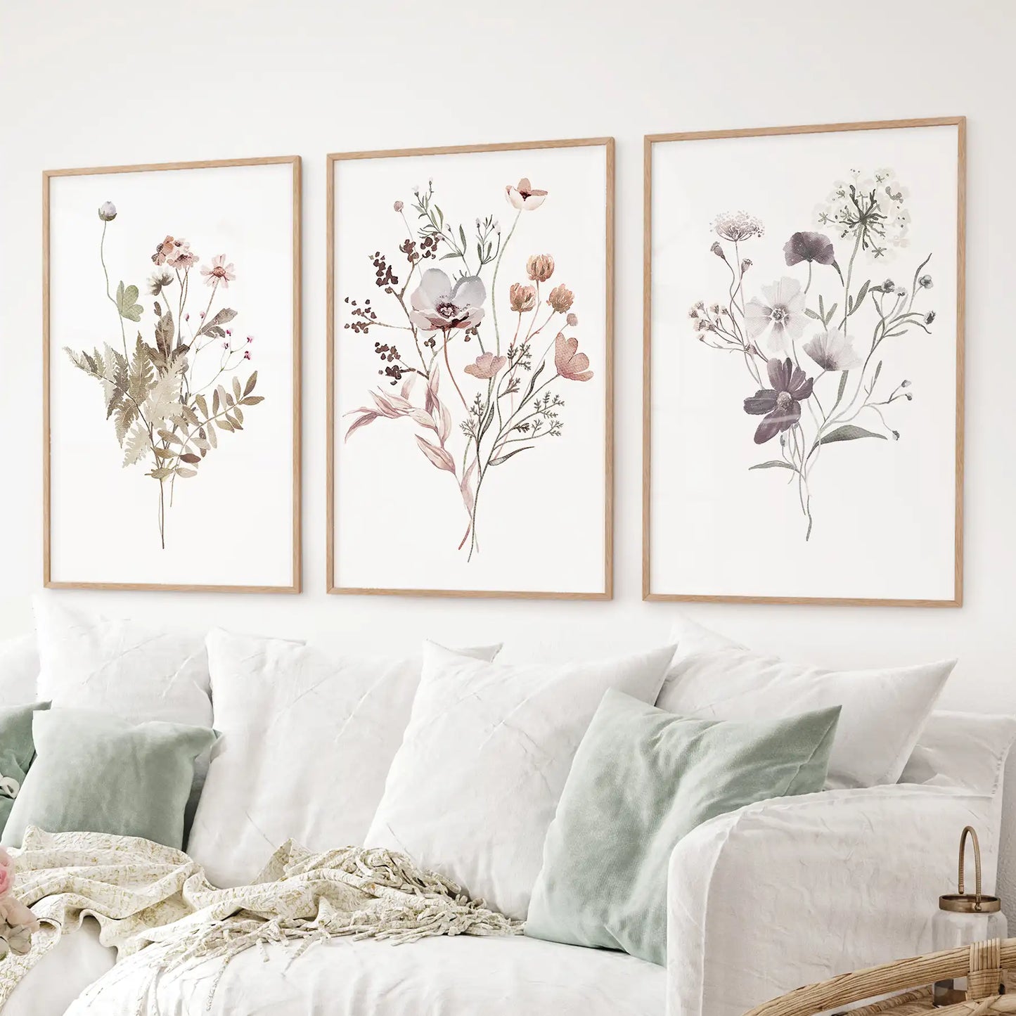Meadow Wildflower Print Set of 3 Pieces. Watercolor Botanical Prints  (online exclusive)