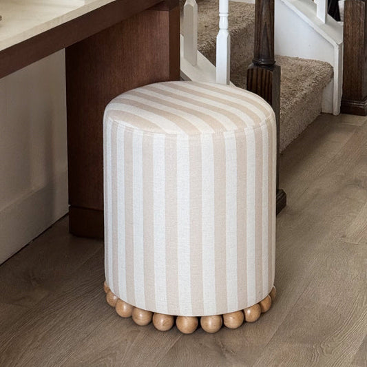 Striped Upholstered Stool Ottoman (Online Exclusive)