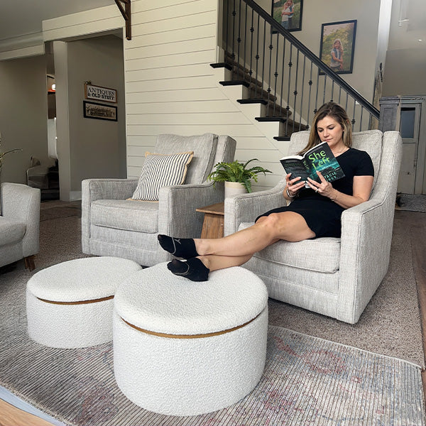 Stowaway Chic Boucle Ottomans, Set of Two (Online Exclusive)