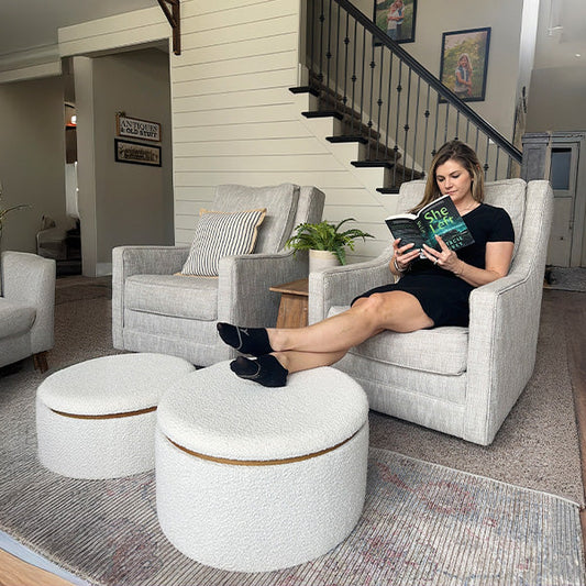 Stowaway Chic Boucle Ottomans, Set of Two (Online Exclusive)