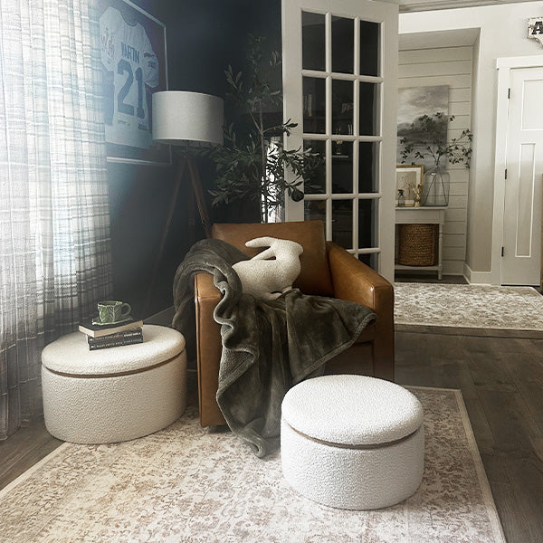 Stowaway Chic Boucle Ottomans, Set of Two (Online Exclusive)