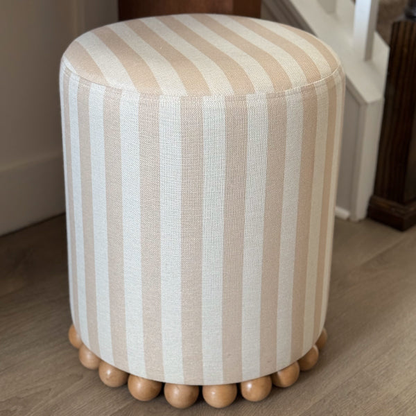 Striped Upholstered Stool Ottoman (Online Exclusive)
