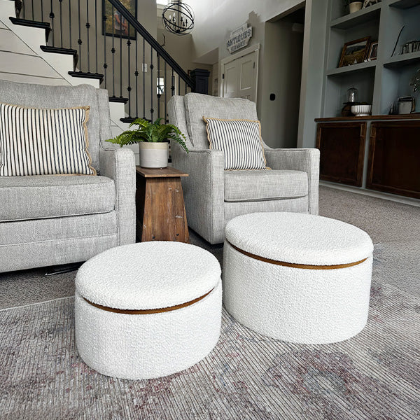 Stowaway Chic Boucle Ottomans, Set of Two (Online Exclusive)