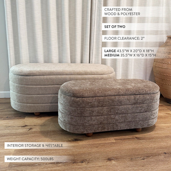 Upholstered Nesting Storage Bench, Set of 2 (Online Exclusive)