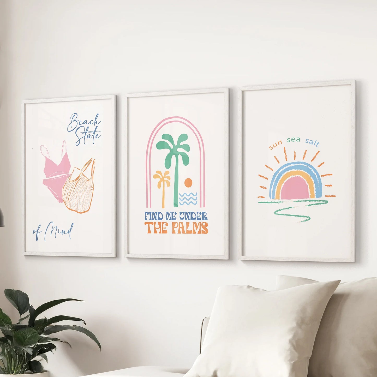 Coastal Summer Vibes Wall Decor. Palm Sunset Poster  Set of 3  (online exclusive)