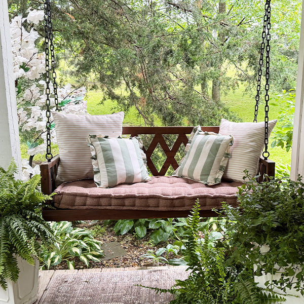 Brown Porch Swing with Cushion (Online Exclusive)