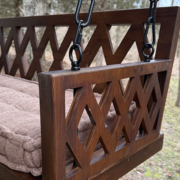 Brown Porch Swing with Cushion (Online Exclusive)
