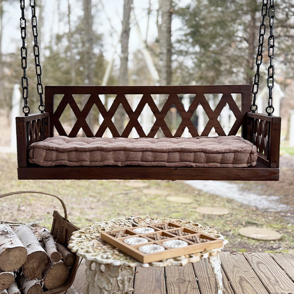 Brown Porch Swing with Cushion (Online Exclusive)