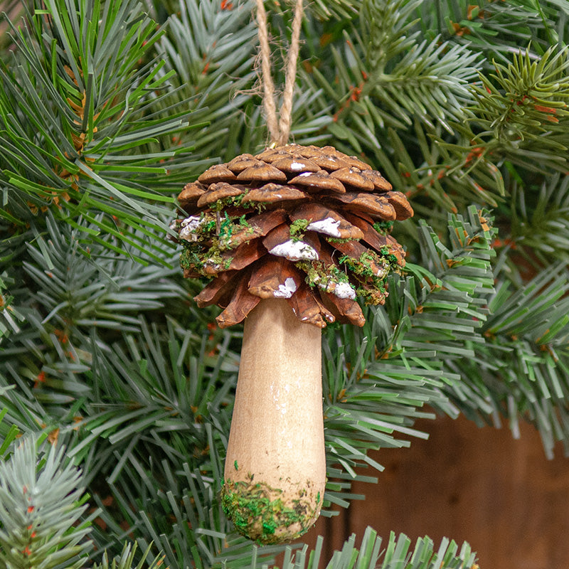 Pinecone Mushroom Wooden Ornament