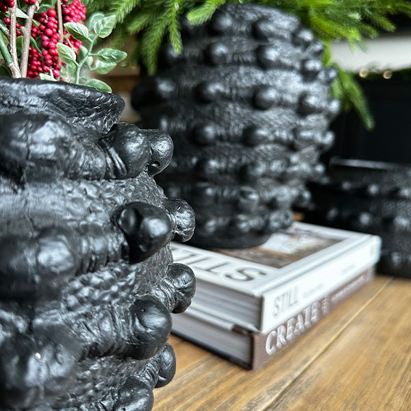 Handcrafted Textured Outdoor Matte Black Planters, Set of 3 (Online Exclusive)