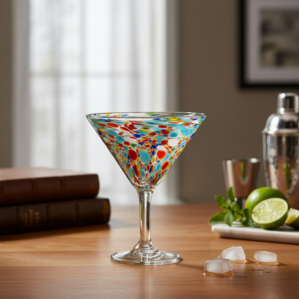 Confetti Pebbled Martini Glass | Hand-Blown Mexican Barware (Online Exclusive)
