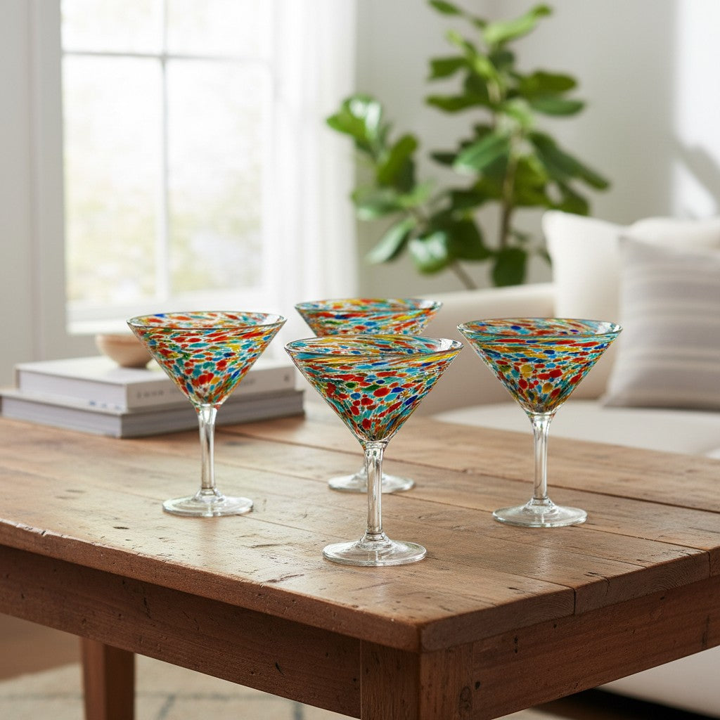 Confetti Pebbled Martini Glass | Hand-Blown Mexican Barware (Online Exclusive)