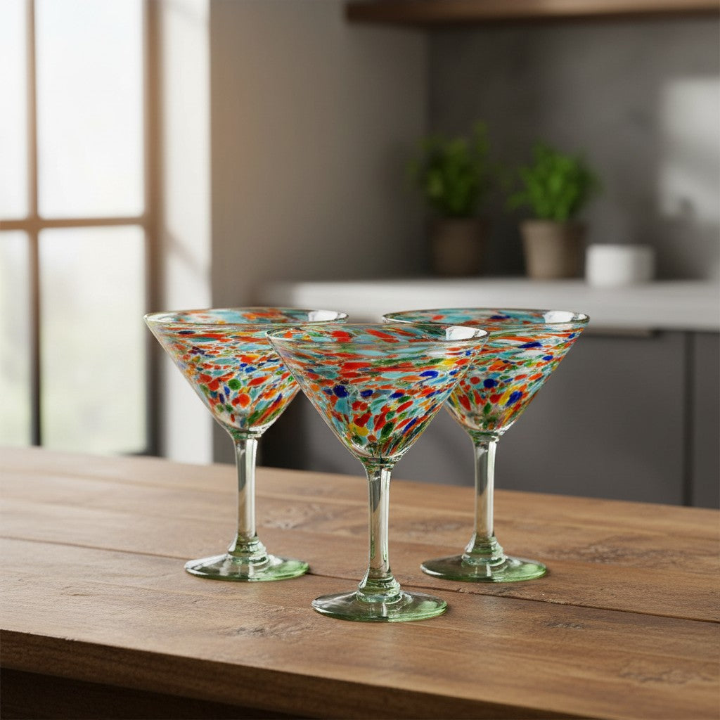 Confetti Pebbled Martini Glass | Hand-Blown Mexican Barware (Online Exclusive)