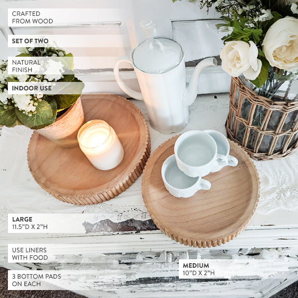 Fluted Wooden Display Trays, Set of Two (Online Exclusive)