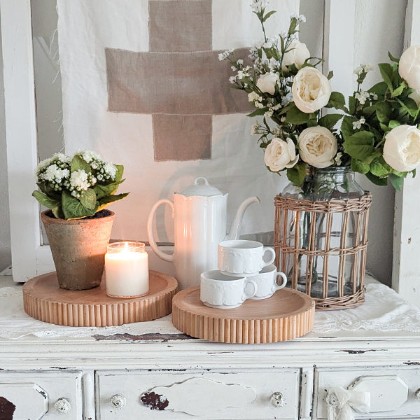 Fluted Wooden Display Trays, Set of Two (Online Exclusive)