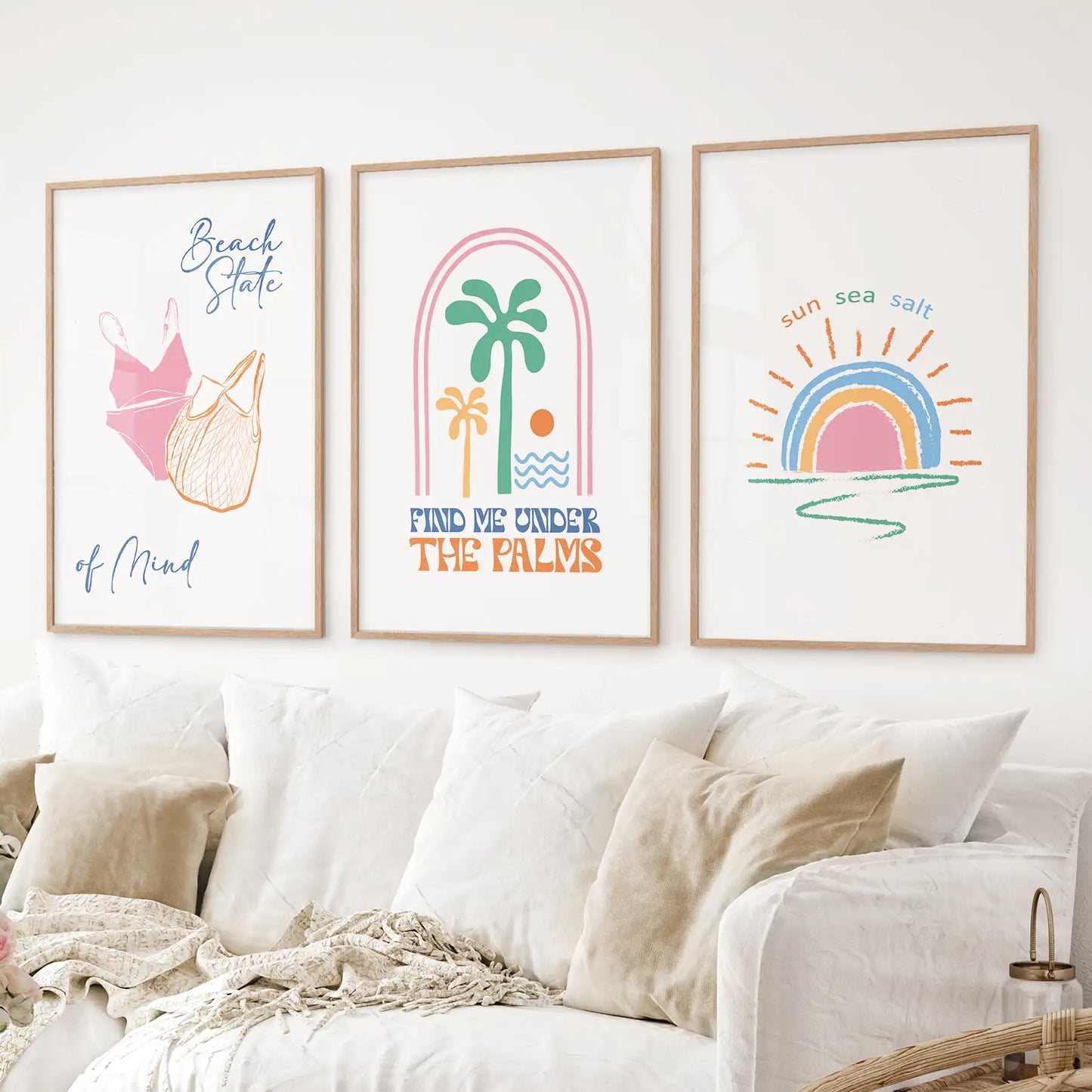 Coastal Summer Vibes Wall Decor. Palm Sunset Poster  Set of 3  (online exclusive)