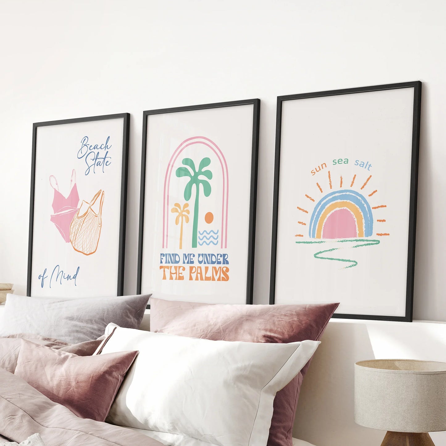 Coastal Summer Vibes Wall Decor. Palm Sunset Poster  Set of 3  (online exclusive)