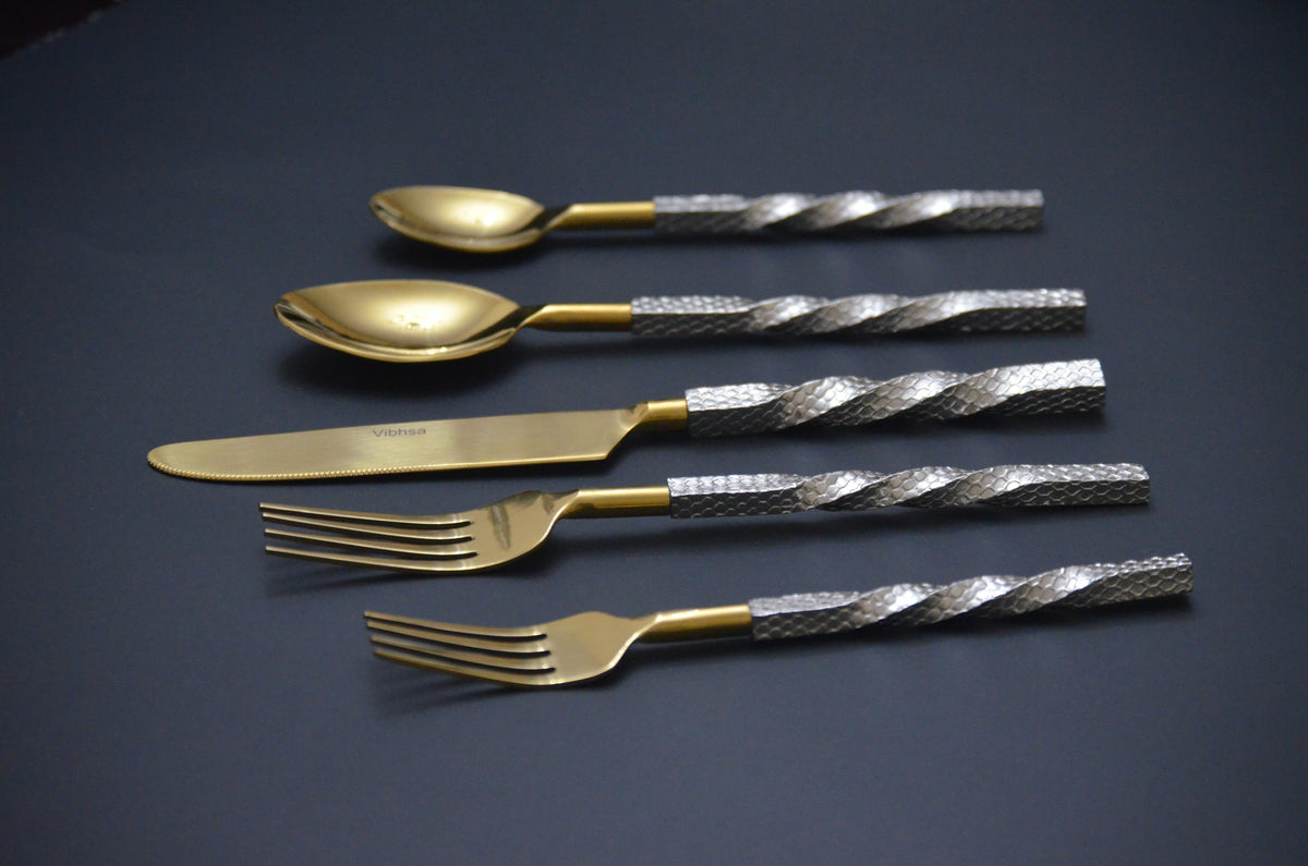 Golden Stainless Steel Flatware Set of 20 Pieces (Online Exclusive)