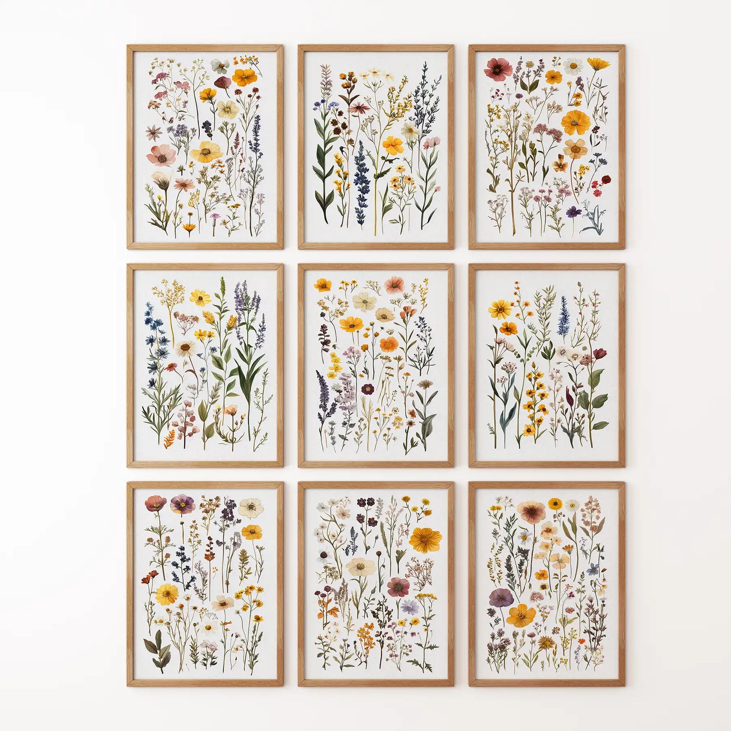 Meadow Wildflowers Prints. Floral Wall Art Set of 9 Pieces  (online exclusive)