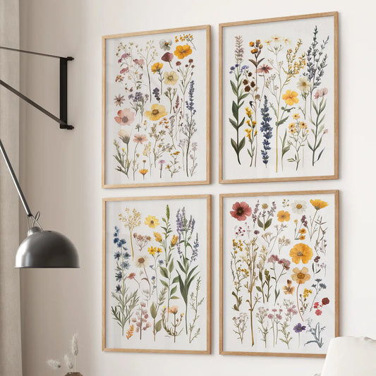 Wildflower Wall Art Set of 4. Vintage Botanical Prints  (online exclusive)