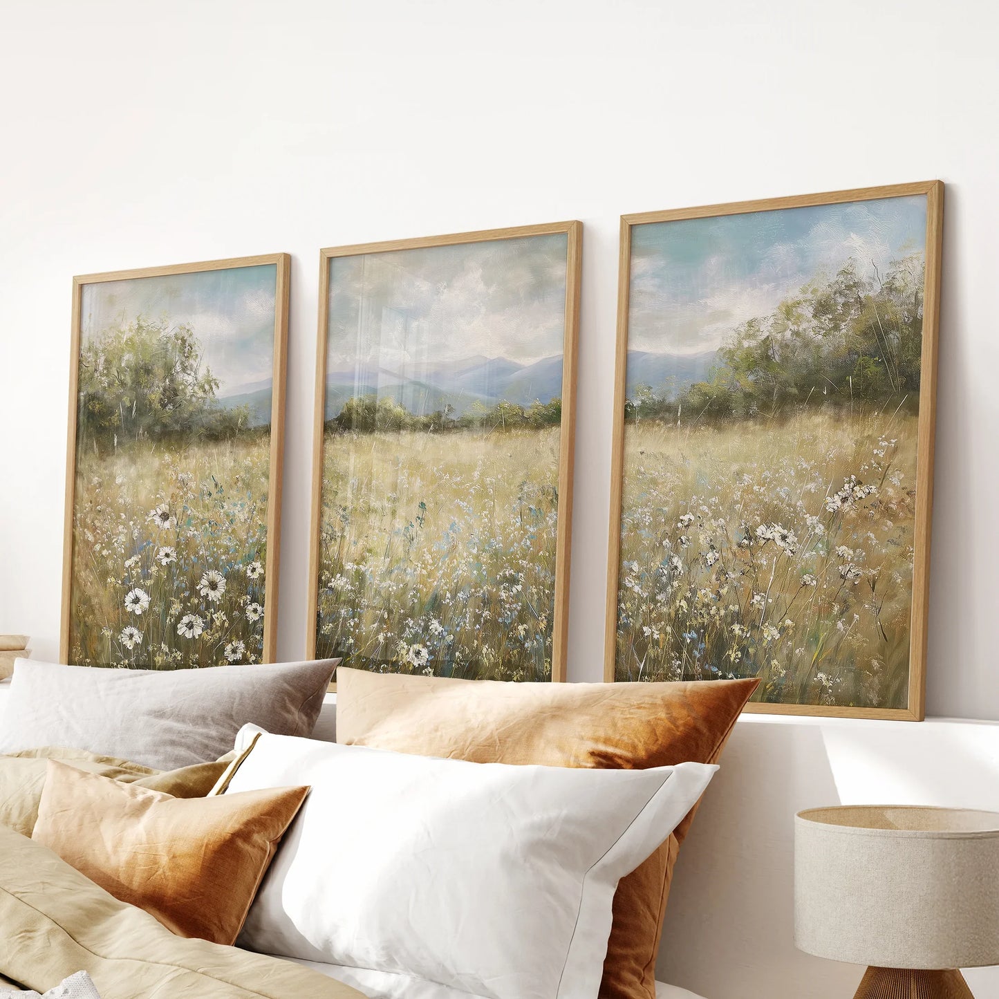 Neutral Meadow Wildflowers Wall Art. Set of 3 Nature  Prints  (online exclusive)