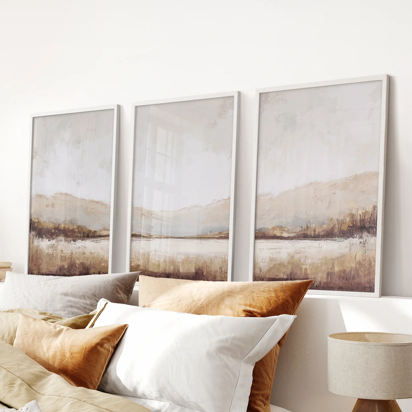 Neutral Beige Brown Landscape Tryptich. Set of 3 Art Prints  (online exclusive)